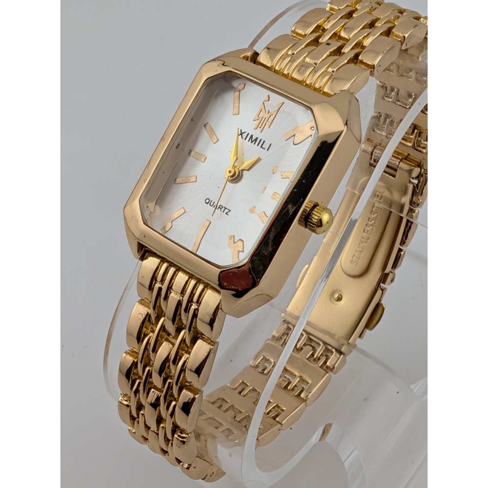 XIMILI Watch Women 23mm Gold Case 7.75" Band- New Battery - Picture 2 of 7